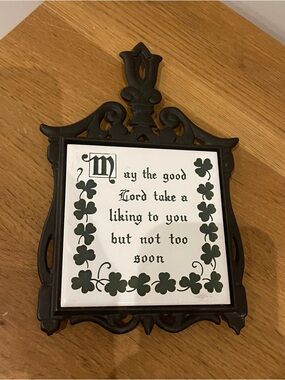 Vintage Irish Proverb cast iron trivet